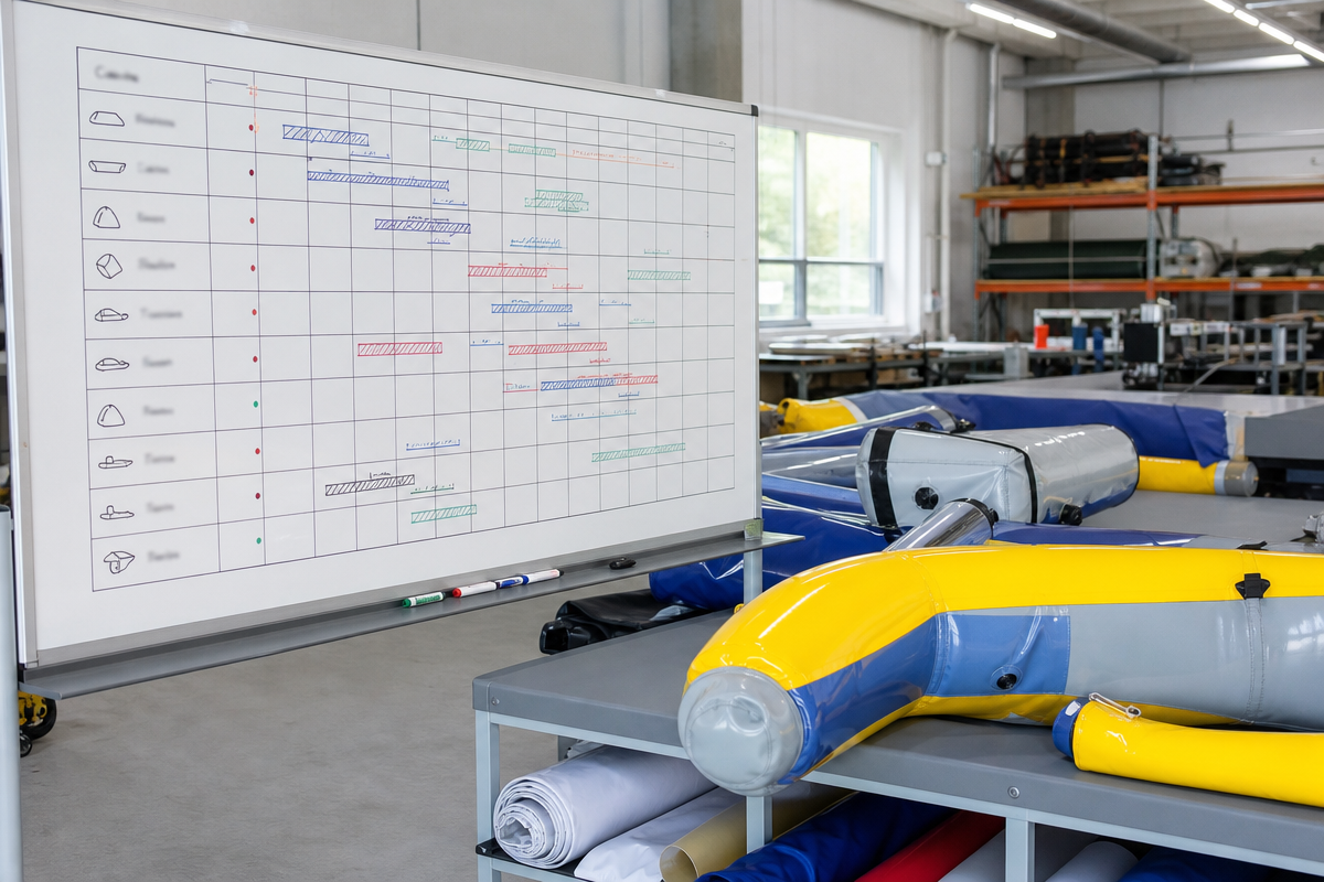 Custom inflatable production preparation in a factory