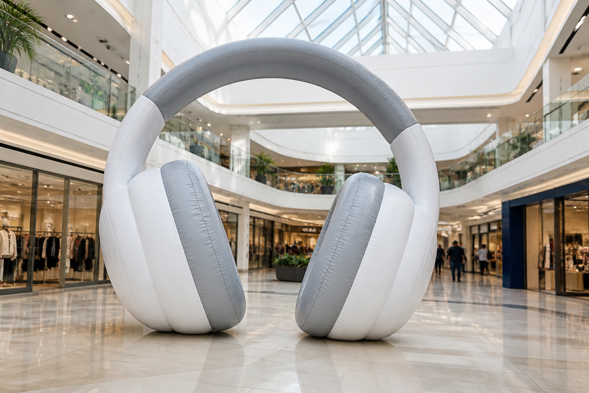 Illustrative product replica inflatable for a retail storefront launch