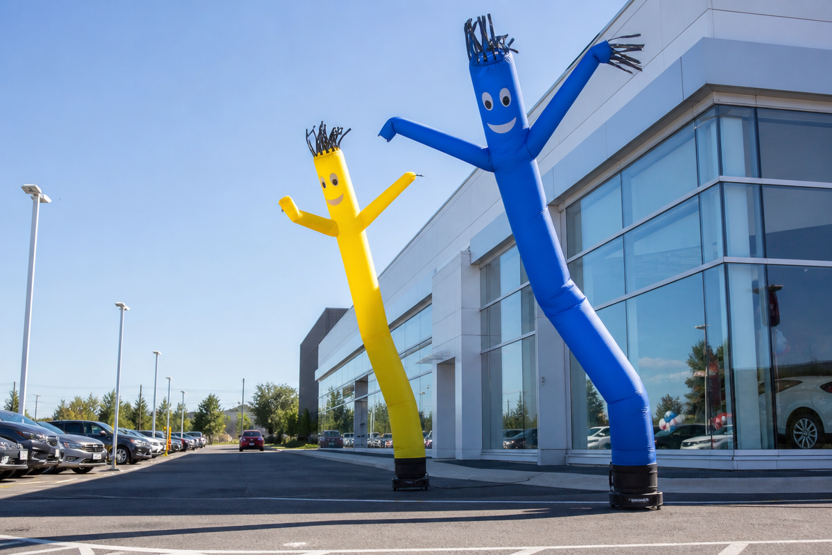 Illustrative air dancer display for a dealership promotion