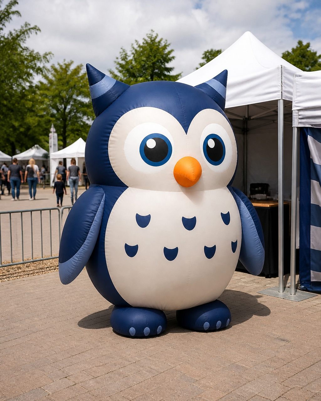 Custom inflatable mascot installed at a promotional event
